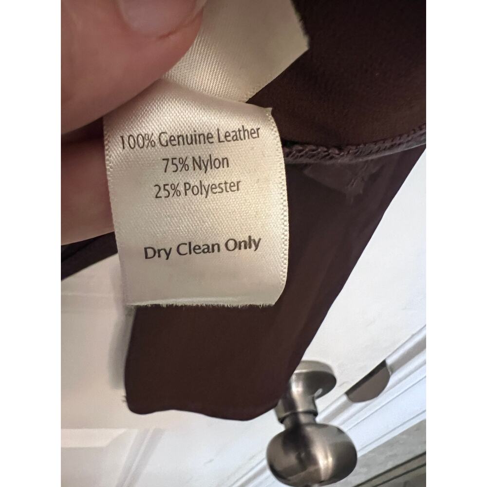 Ecru Patchwork Leather Front Top Chocolate Brown … - image 4